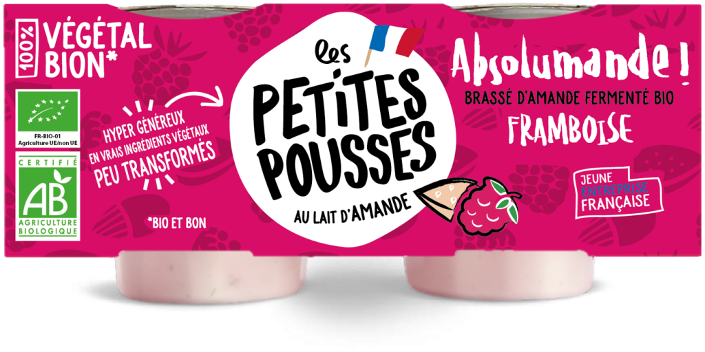 Brassé amande-framboise bio Vrai faux yaourt lait d’amande et framboise